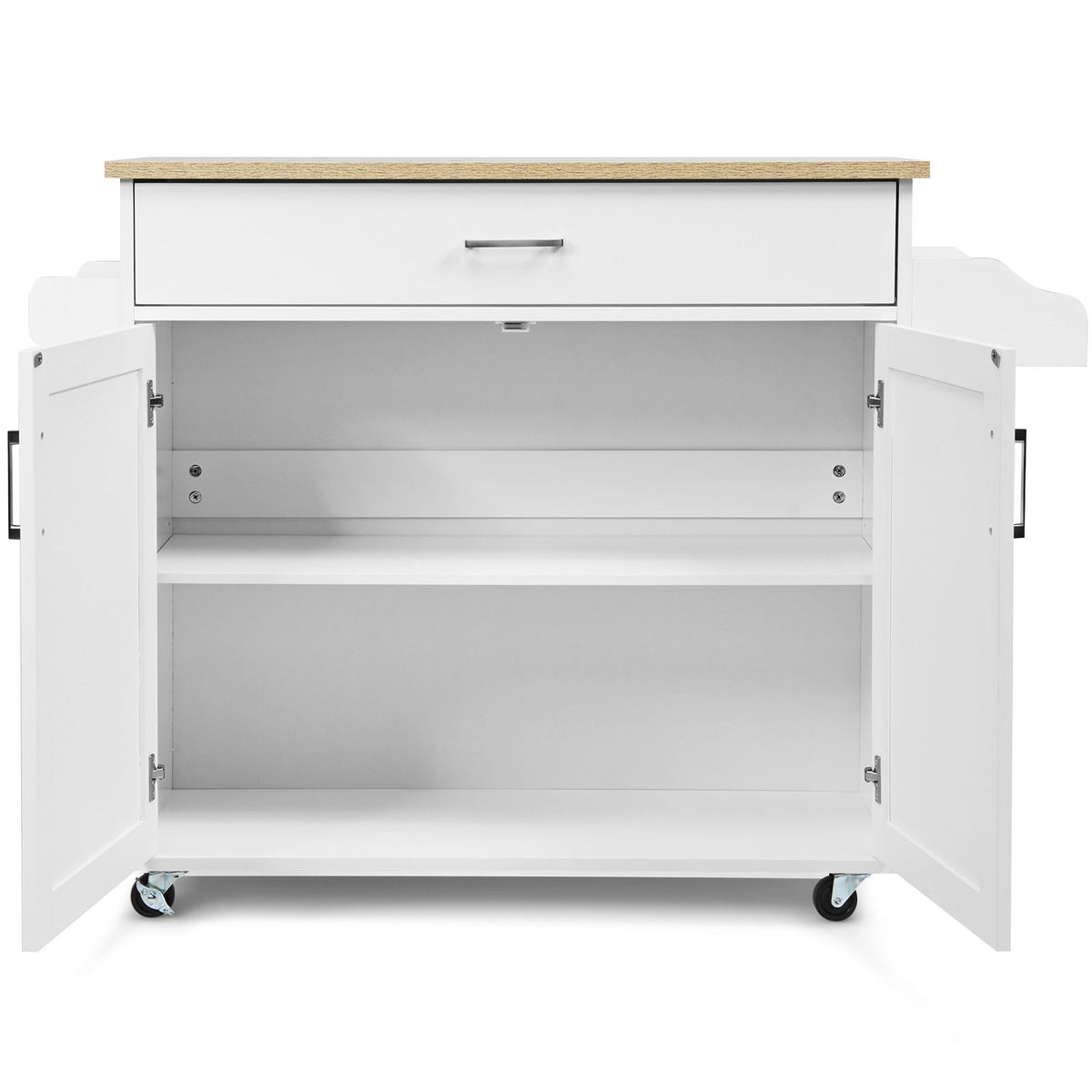 Desserte a Roulette, Chariot de Rangement, Ilot de Cuisine, Desserte de Cuisine, Desserte micro onde, Blanc, Costway, 4