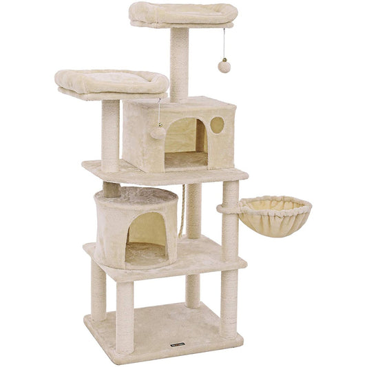 Arbre à Chat, Tour de Jeux, 2 niches, Beige, Feandrea, 1