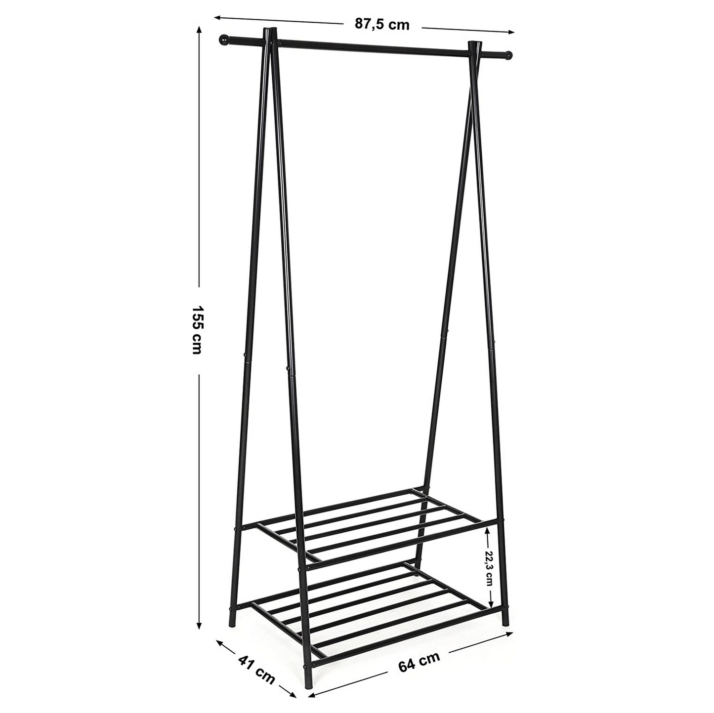 Portant Penderie à vêtement Porte-Manteau étagère pour Chaussures Penderie Support Manteau Noir, SONGMICS, 2