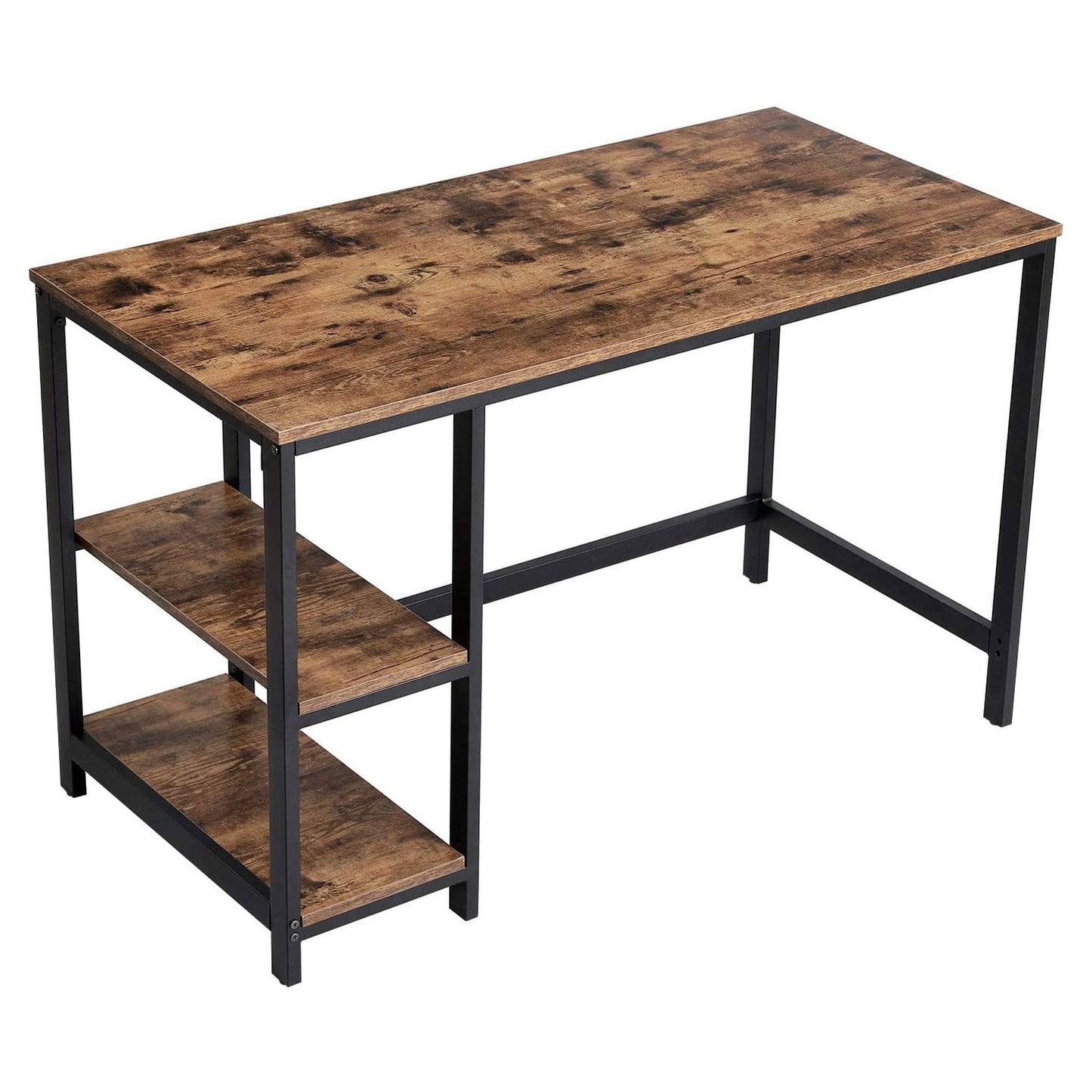 Table pour ordinateur portable, Grande surface et étagère, 2 niveaux, étagère amovible, pc de bureau, VASAGLE