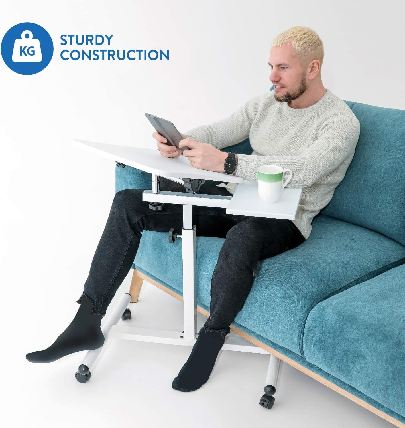 Bureau pour ordinateur portable, réglable en hauteur, pour bureau à domicile, Tatkraft Bianca