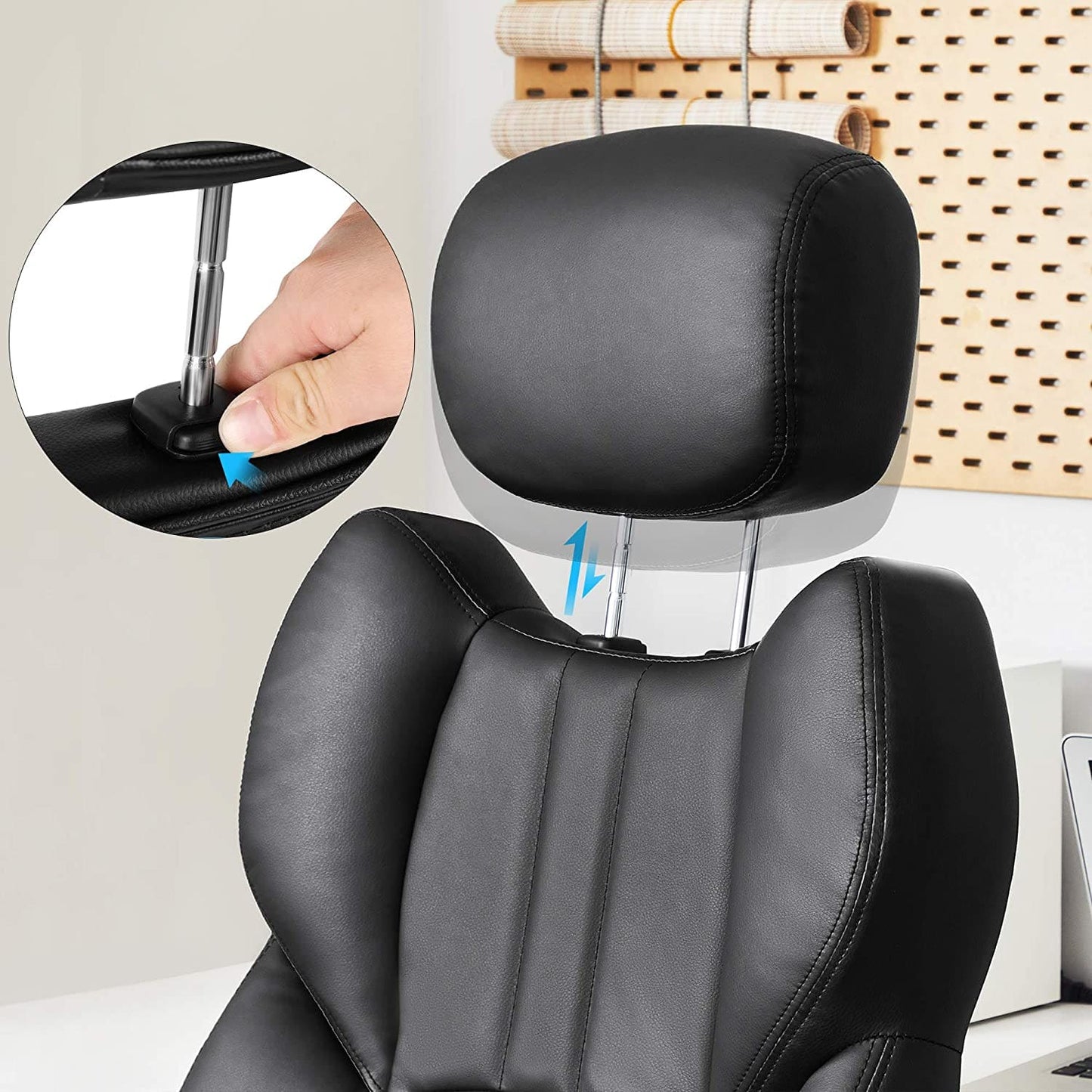 Fauteuil de Bureau, Fauteuil Gamer, avec accoudoirs pliants, Appui-tête réglable - SONGMICS
