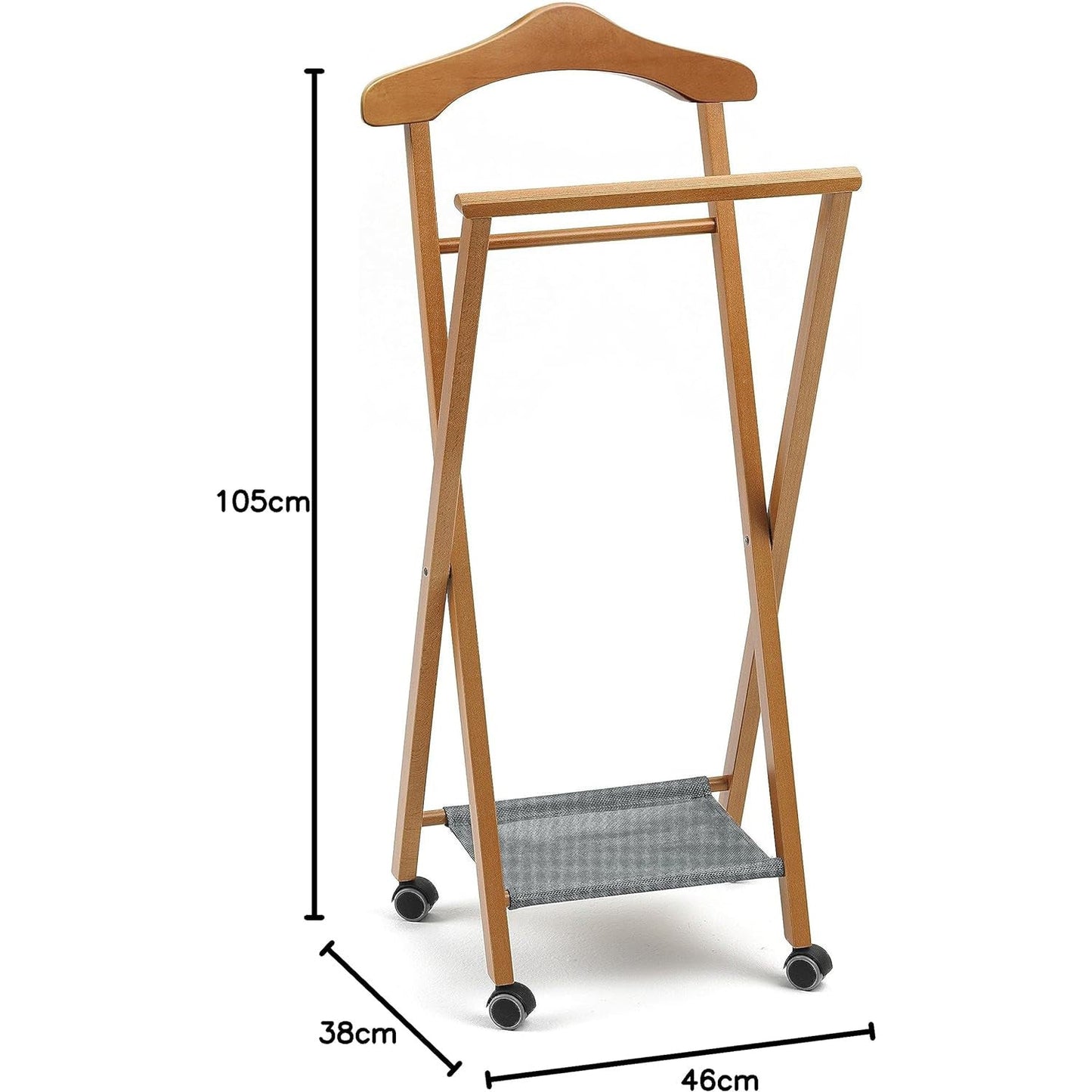 Valet de nuit, pliante, composée d'un cintre, d'un porte-pantalon et d'une tablette à chaussures en textilène, cerise, 6