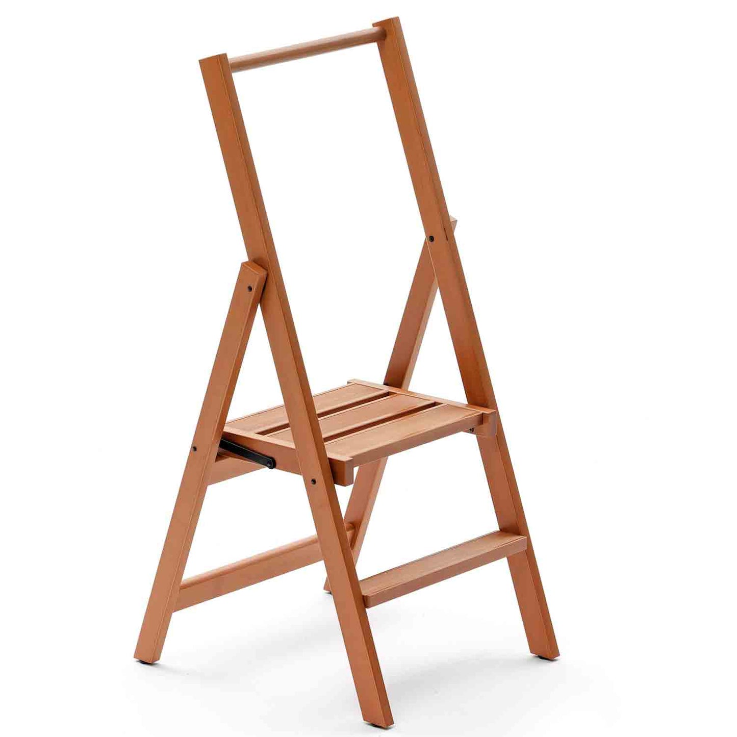 Escabeau KIMORA 2, marches antidérapantes, large plate-forme, pieds à la base. - Couleur cerise