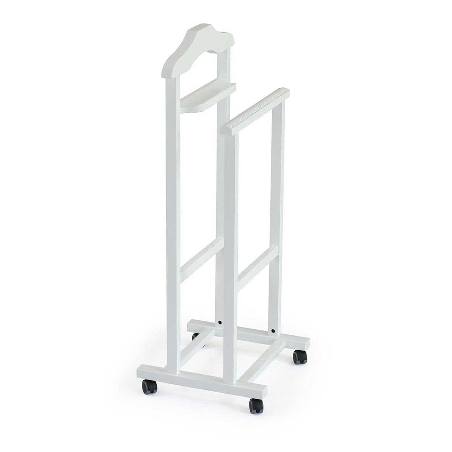 ARIT - Valet de nuit MIRANO, Composé d'un cintre, d'un porte-pantalon et d'une tablette de rangement - couleur blanche, 4