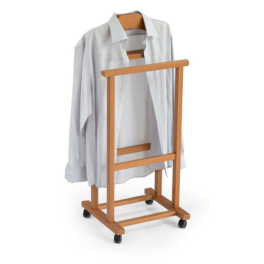 Valet de nuit MIRANO, Composé d'un cintre, d'un porte-pantalon et d'une tablette de rangement - Couleur cerise
