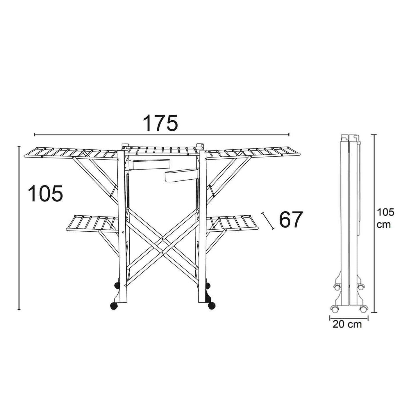 Étendoir à Linge Professionnel, Etendoir a Linge Plliable, Tancarville en Bois, 28 Mètres, ARIT GABBIANO Blanc, 5