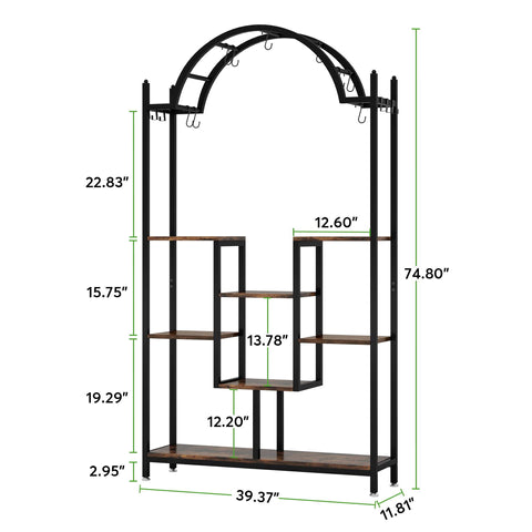 Support pour plantes d'intérieur à 5 niveaux, 190 cm, Grand support de présentation pour pots de bonsaï pour intérieur, 9