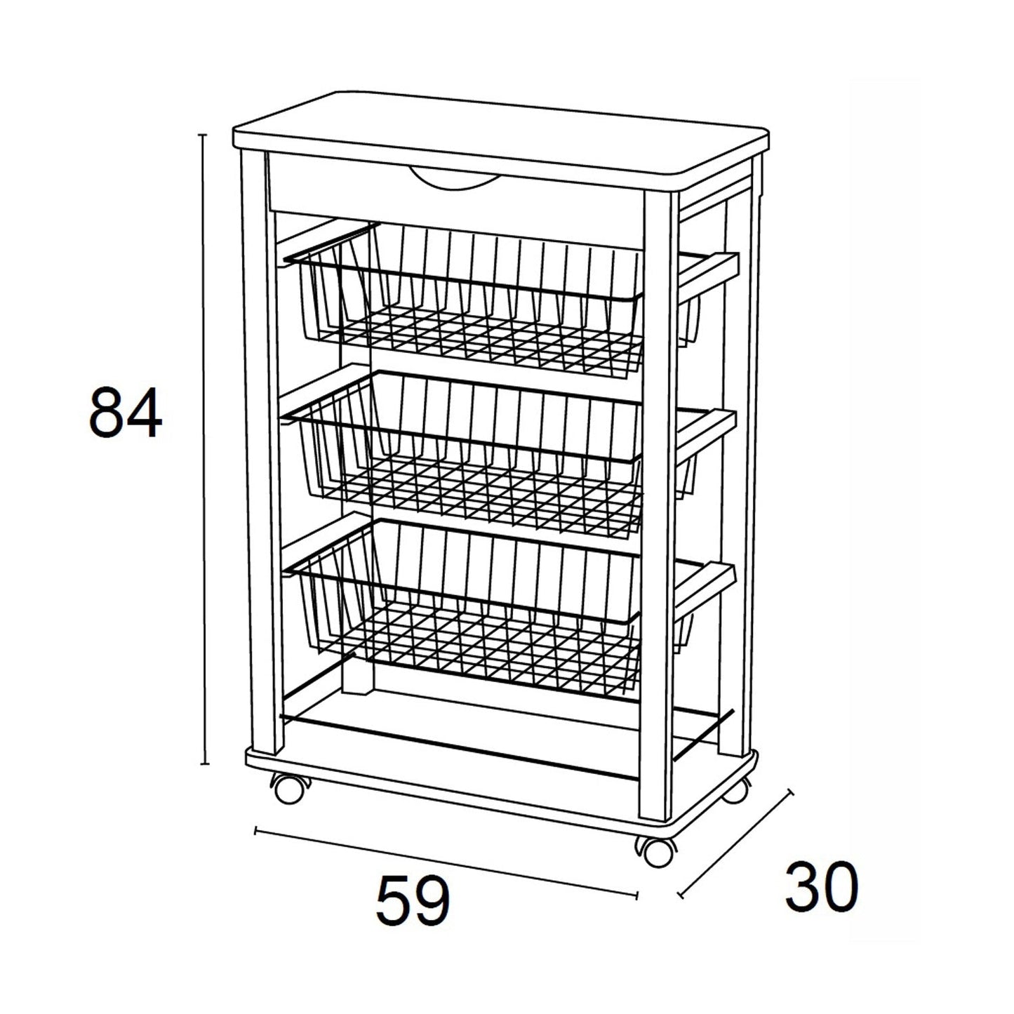 Chariot de cuisine RAIKON, Desserte Cuisine, Desserte a Roulette, Desserte Bois, cerise, Arit, 3