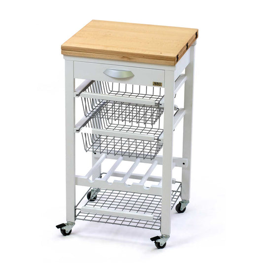 Chariot de cuisine GASTONE, Desserte Cuisine, Desserte a Roulette, Desserte Bois(da 50 a 100 cm), bianco laccato, Arit, 2