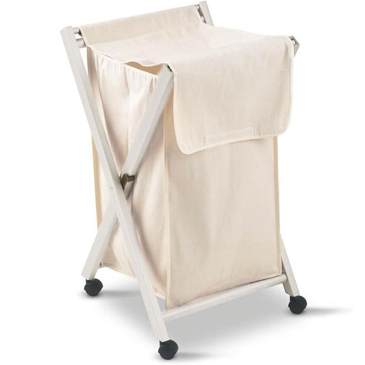 BANNY Accessoires de Salle de Bains, Panier à Linge Pliable, Panier Linge Bois, Couleur blanche, ARIT, 2