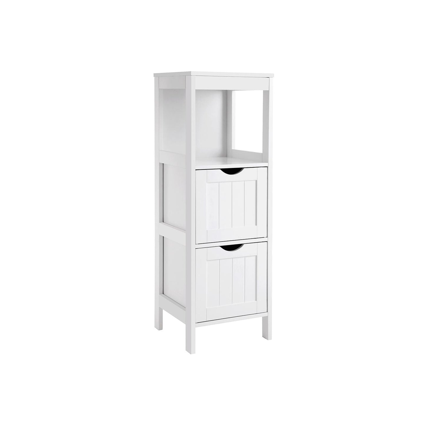 VASAGLE - Meuble de Salle de Bain sur Pied Meuble de Rangement Table de Chevet Armoire d’Angle avec 2 tiroirs Blanc
