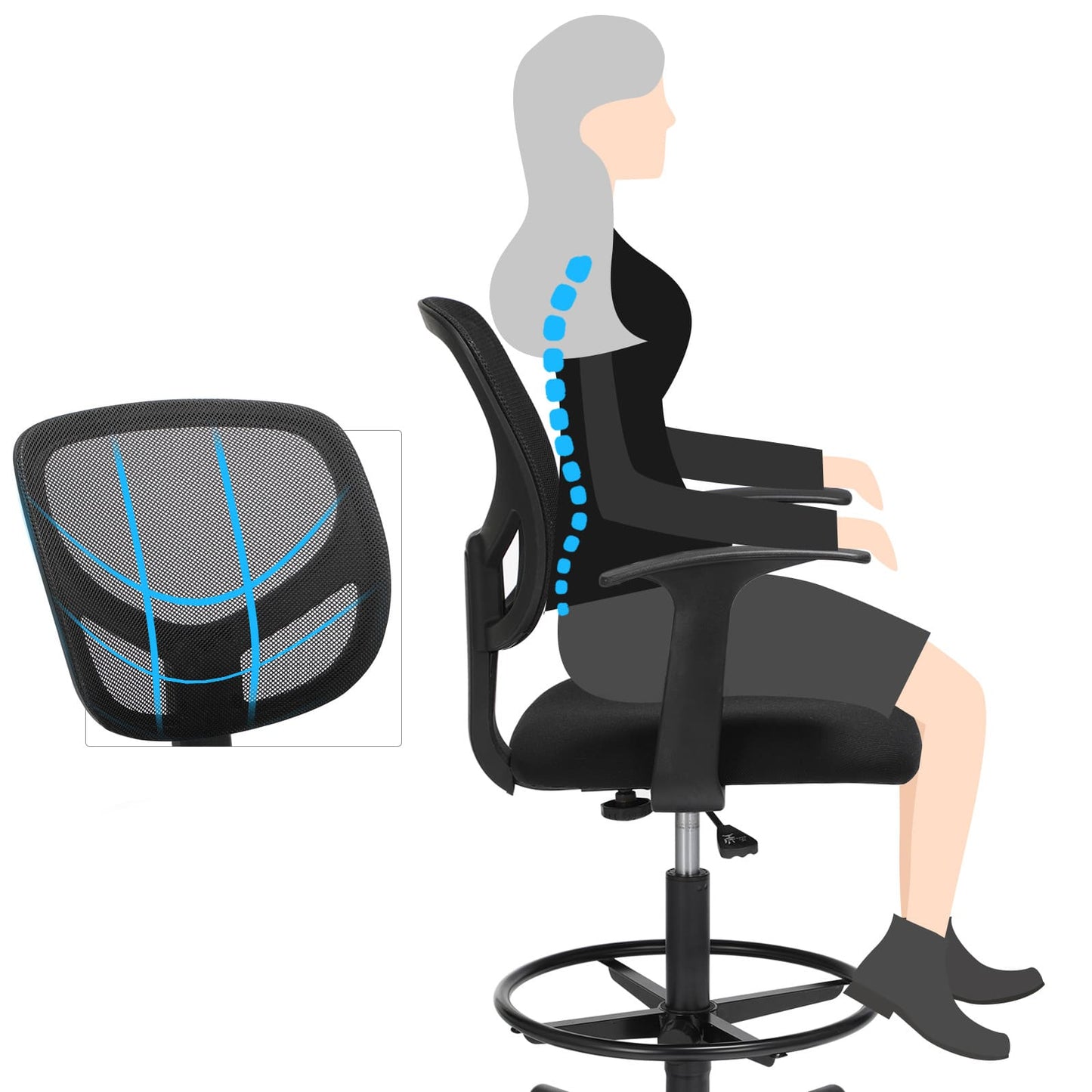 SONGMICS - Chaise de bureau - Isolare lo spinna dai seti per l'adorabile spinoso