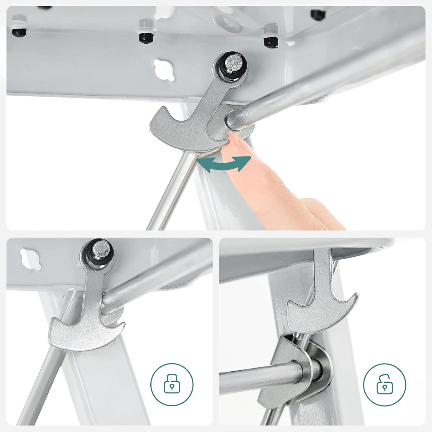 Escabeau pliant, H - 150 cm, L- 46,5 cm, P - 74,5 cm, Épaisseur pliée - 4,5 cm