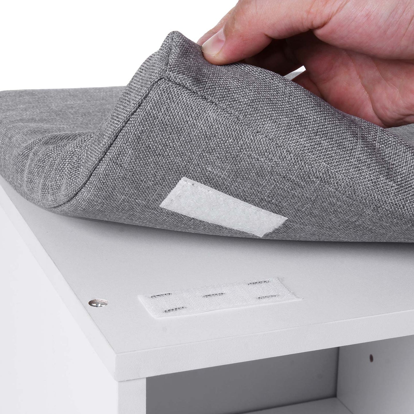 VASAGLE - Banc à Chaussures, Étagère à Chaussures, Meuble de Rangement, 10 Compartiments, avec Coussin, pour Entrée, Blanc