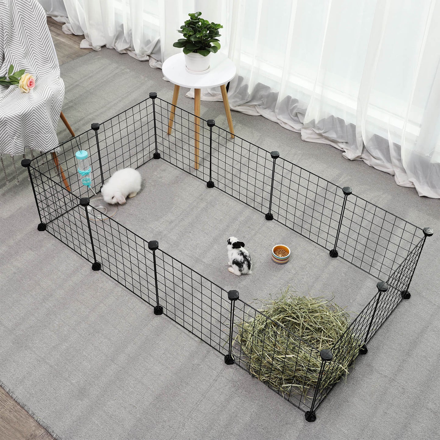 SONGMICS - Enclos modulable pour Petits Animaux, Cage intérieur, Maillet en Caoutchouc Offert, Cochon d'Inde, Lapin, Assemblage Facile