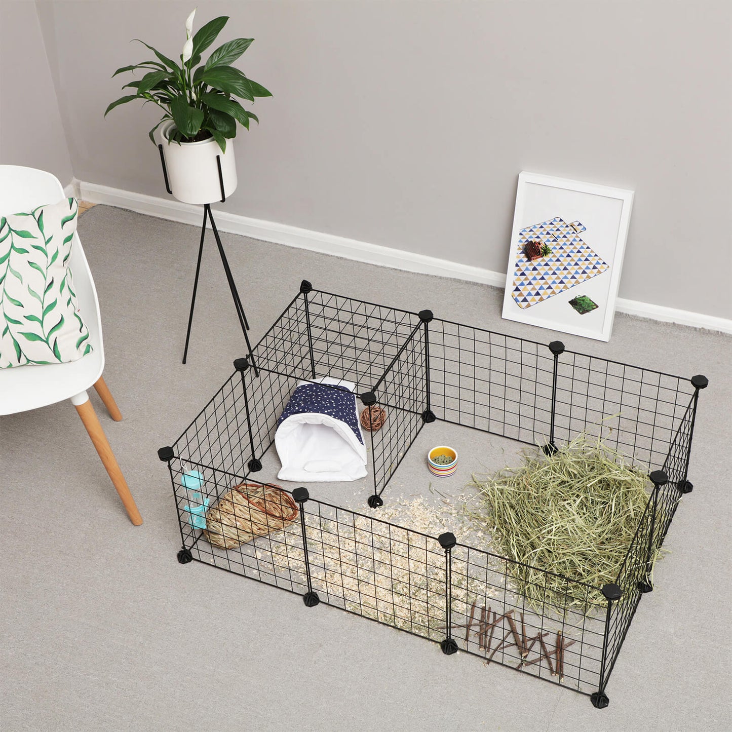 SONGMICS - Enclos modulable pour Petits Animaux, Cage intérieur, Maillet en Caoutchouc Offert, Cochon d'Inde, Lapin, Assemblage Facile