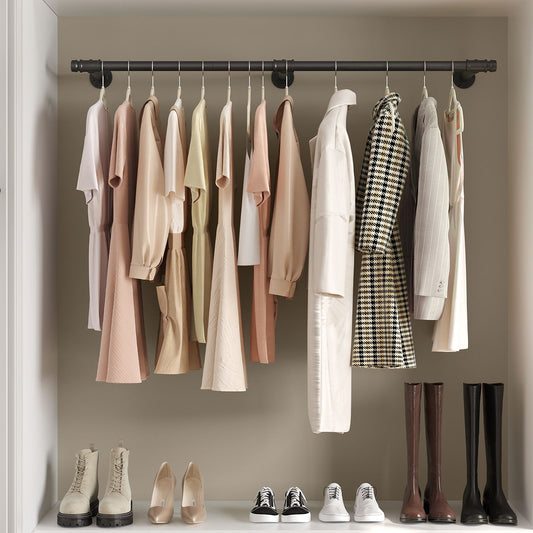 Clothing Rail pour le mur, montage mural à vêtements de vêtements, espace-vitrée, 68 kg de charge, Black, SONGMICS, 1