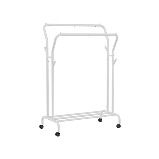 Portant à Vêtements, avec Roulettes, Double Barre, Porte-manteau, Porte Vetement Chambre, en Acier, Charge 100kg, SONGMICS, 2