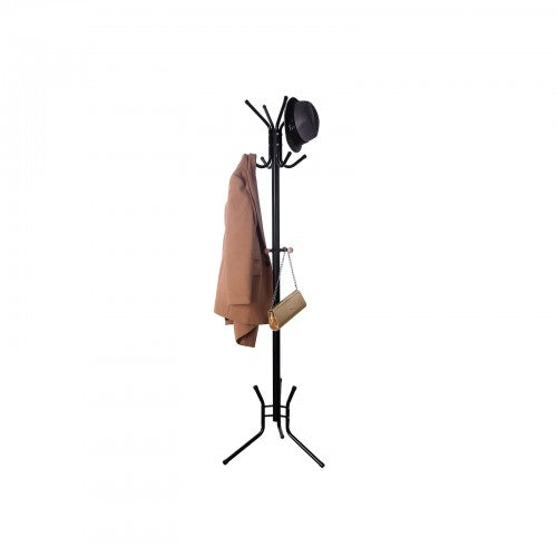 Porte-Manteaux sur Pied, Perroquet, Hauteur 176 cm, 12 Crochets, Tube en Fer, Noir, SONGMICS, 1