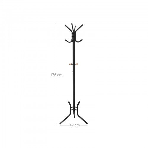 Porte-Manteaux sur Pied, Perroquet, Hauteur 176 cm, 12 Crochets, Tube en Fer, Noir, SONGMICS, 5