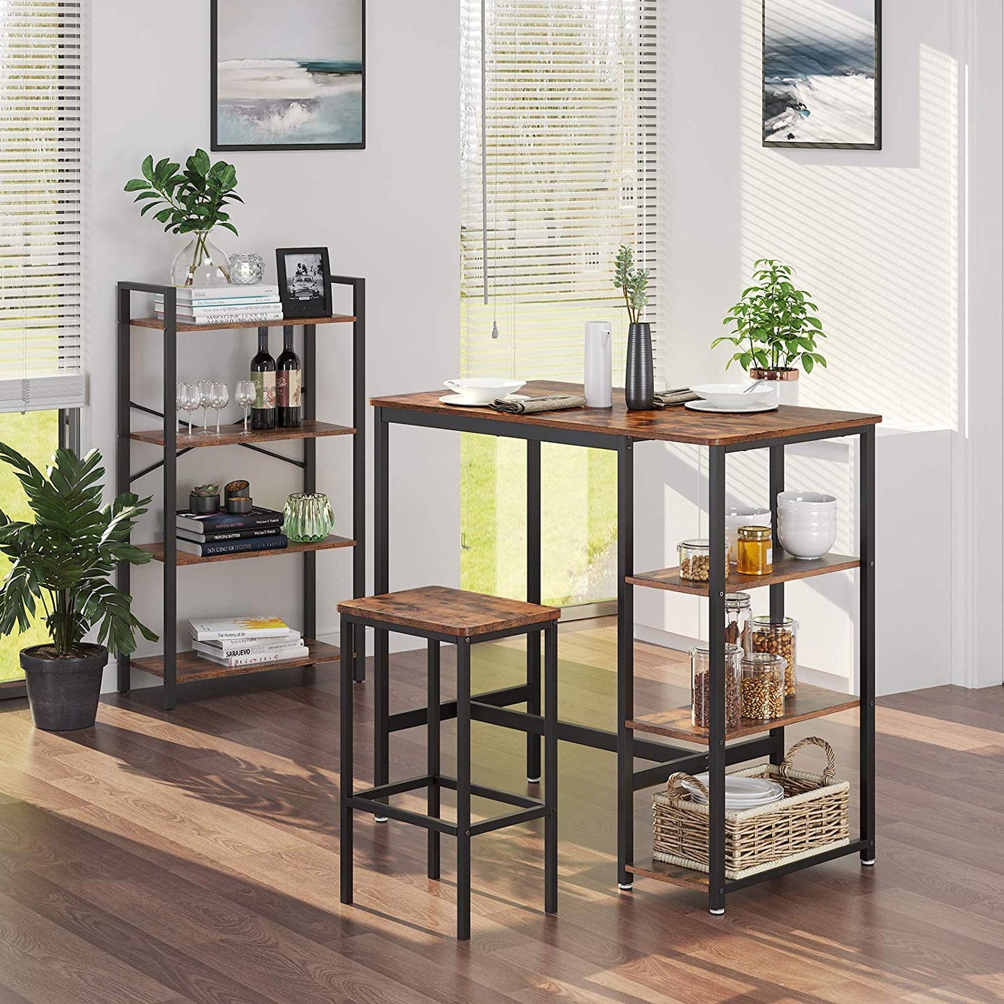 VASAGLE - Bureau Informatique, Bureau avec Rangement, Table Haute, Cadre en Acier, Poste de Travail, 109 x 60 x 100 cm, Montage Facile