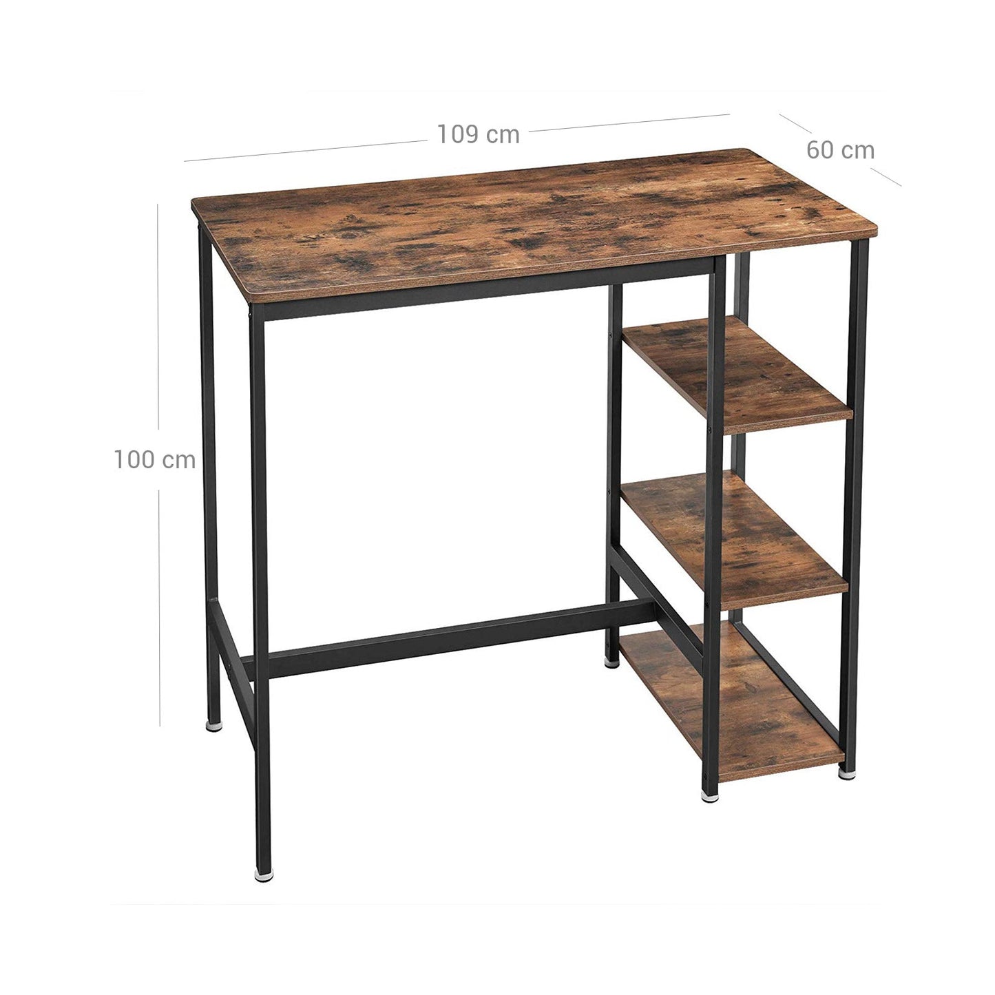 VASAGLE - Bureau Informatique, Bureau avec Rangement, Table Haute, Cadre en Acier, Poste de Travail, 109 x 60 x 100 cm, Montage Facile