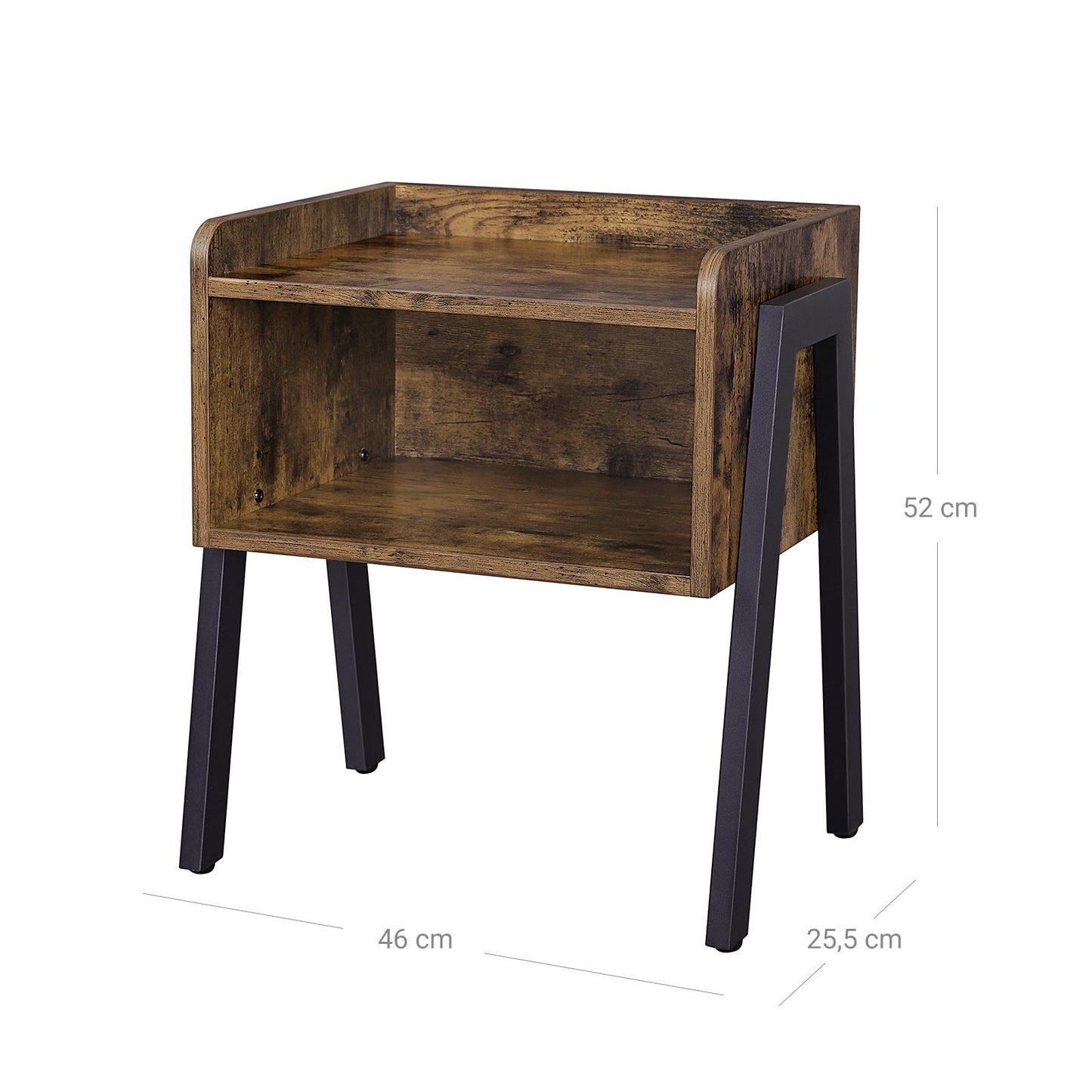 VASAGLE - Table de Chevet, Table d'appoint, Table de Nuit empilable, Table Basse, avec Compartiment de Rangement Ouvert, Rétro, Pieds en métal