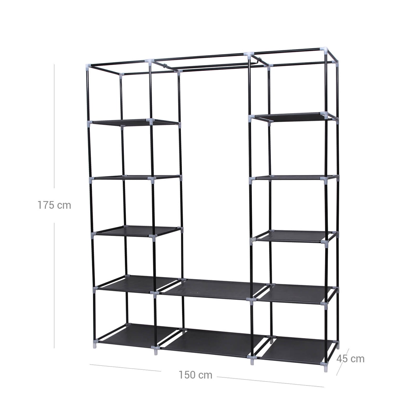 SONGMICS - Armoire de Rangement XXL, Penderie Dressing en Tissu Non-tissé, 175 x 150 x 45 cm, Noir