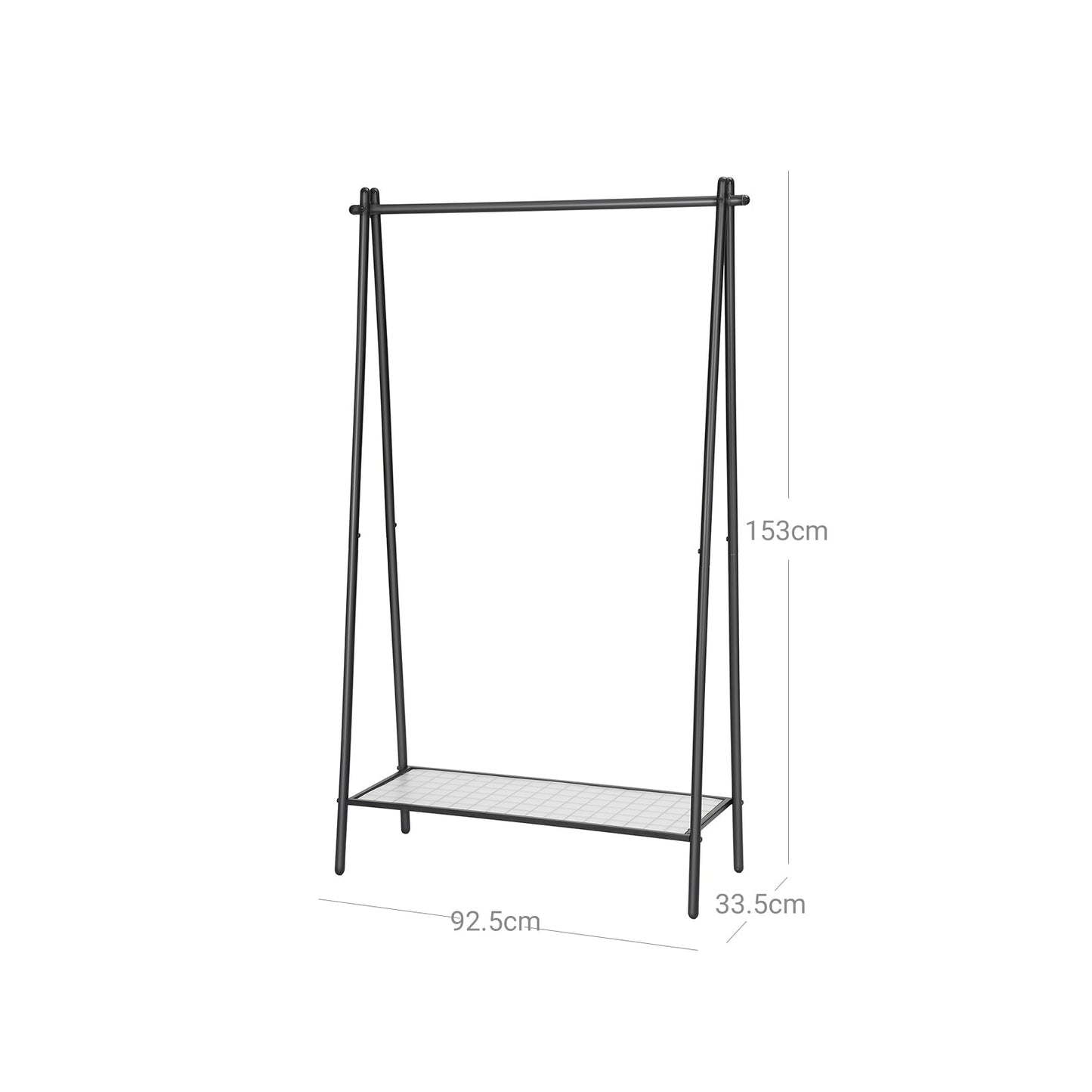 Portemanteau Métallique, Portant à Vêtements, avec Tringle, Étagère Inférieure, Style Sobre, Noir Mat, SONGMICS, 6