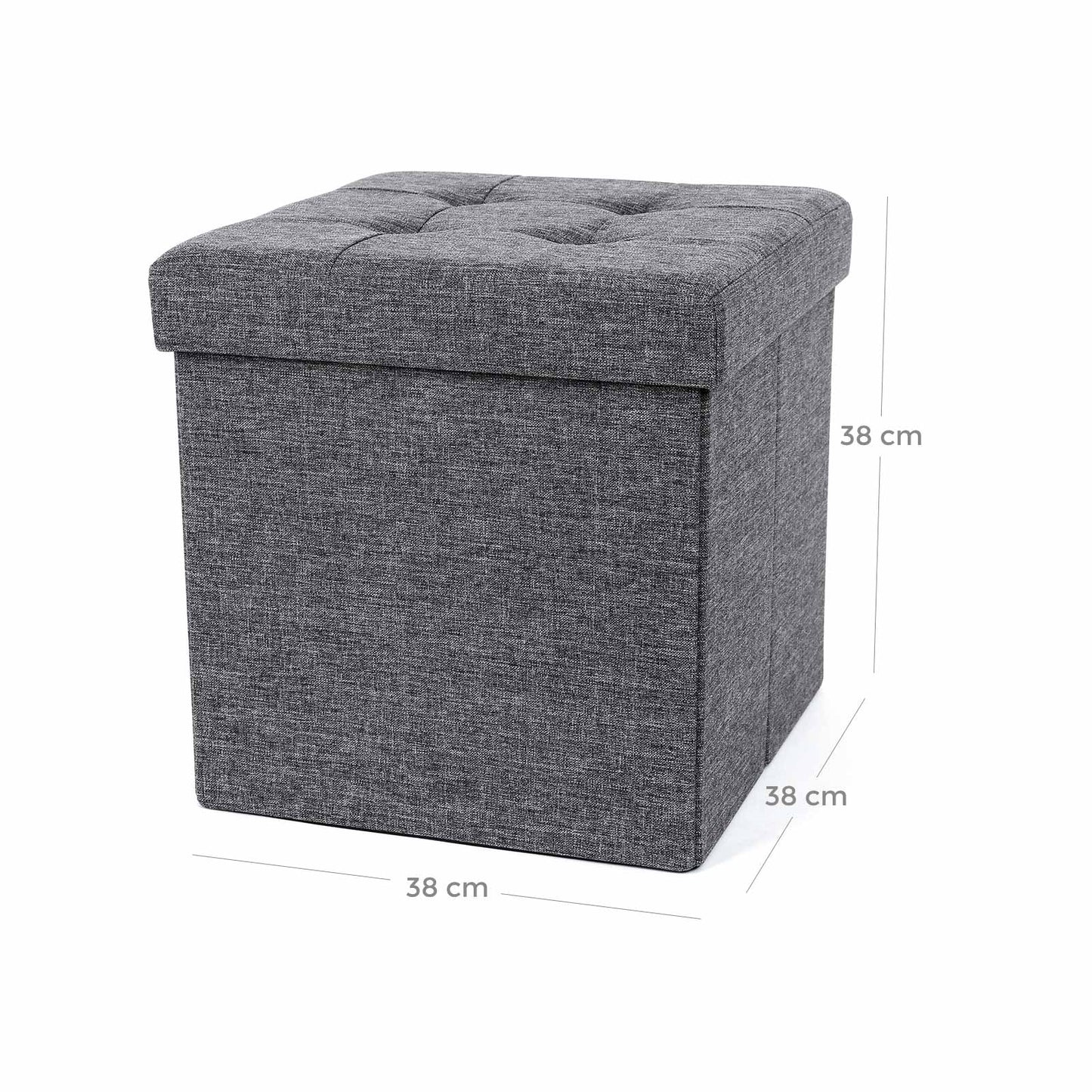 Pouf Coffre de Rangement Pliable Tissu en Lin Chargement Max. de 300 kg Gris foncé 38 x 38 x 38 cm, SONGMICS, 5