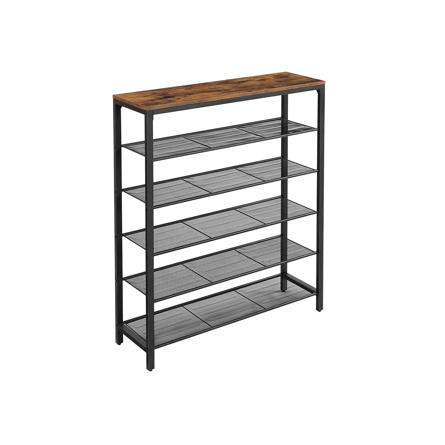 VASAGLE - Étagère à Chaussures, Porte-Chaussures, Meuble de Rangement, 5 étagères grillagées et 1 Dessus, pour entrée, Dressing, Cadre en Acier