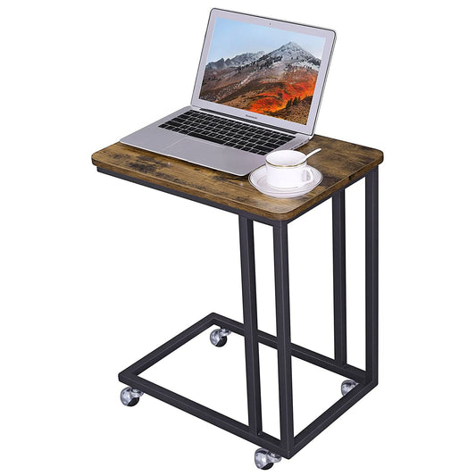VASAGLE - Table d’appoint, Bout de canapé, Table mobile, avec cadre en acier et roulettes