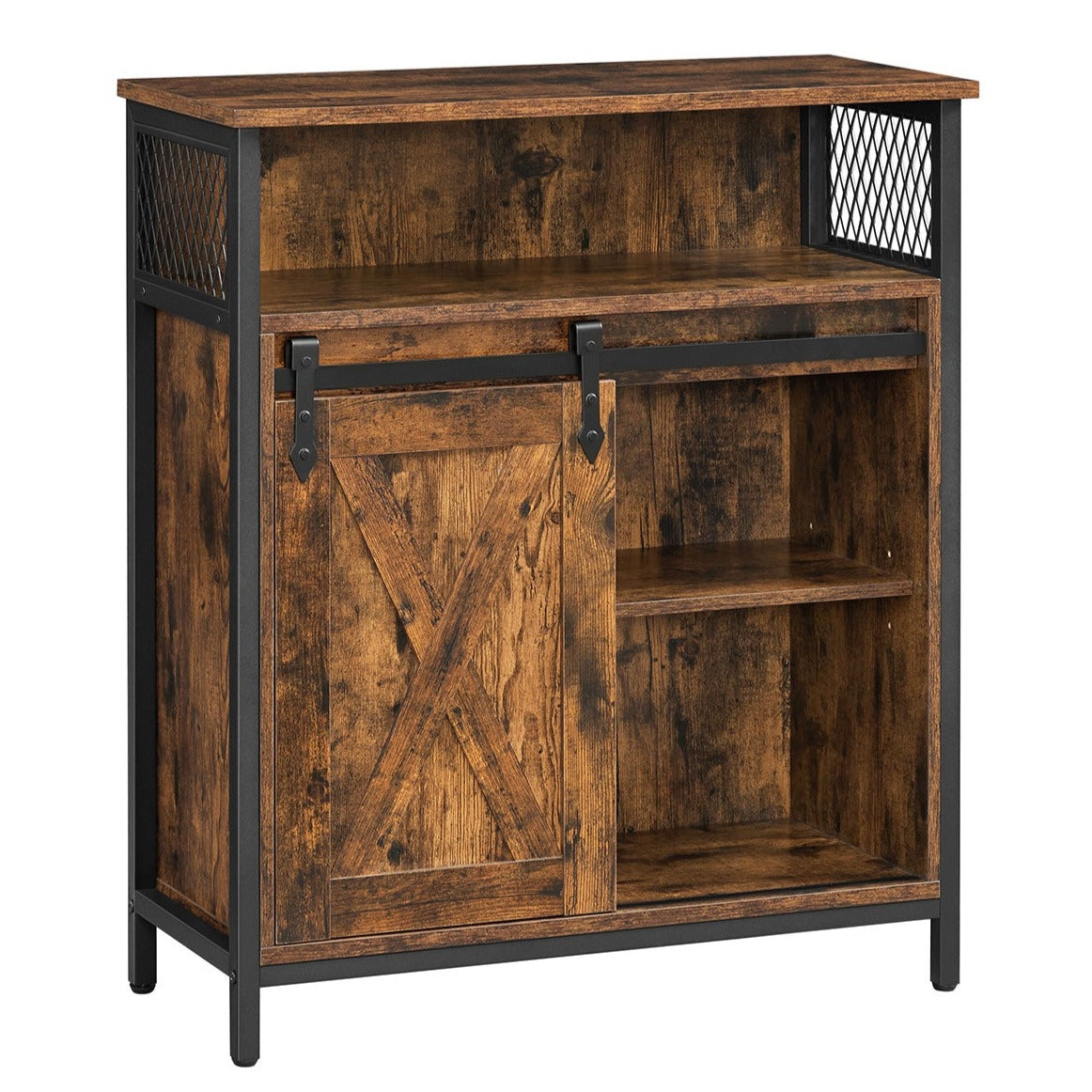 Buffet, Placard de Cuisine, avec porte coulissante, compartiment ouvert, design industriel, 70x30x80 cm, VASAGLE, 2