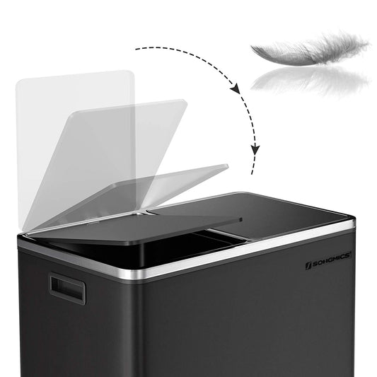 Poubelle Cuisine Tri Sélectif 2 x 30 L, 2 Seaux en Plasatique, avec 15 Sacs Poubelles, Pédales en Métal, SONGMICS, 1