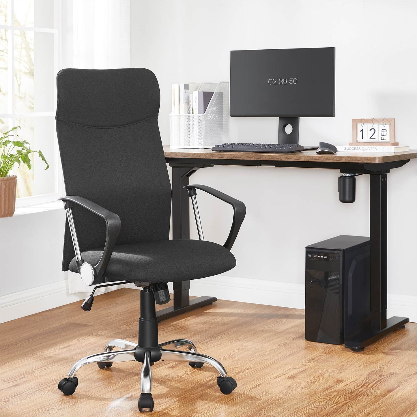 SONGMICS - Chaise de bureau, Chaise d'ordinateur, Chaise sur roulettes, Pivotante, Réglable en hauteur