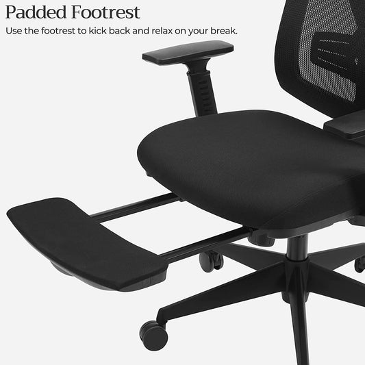 SONGMICS - Fauteuil de Bureau en Toile, Repose-pieds rétractable