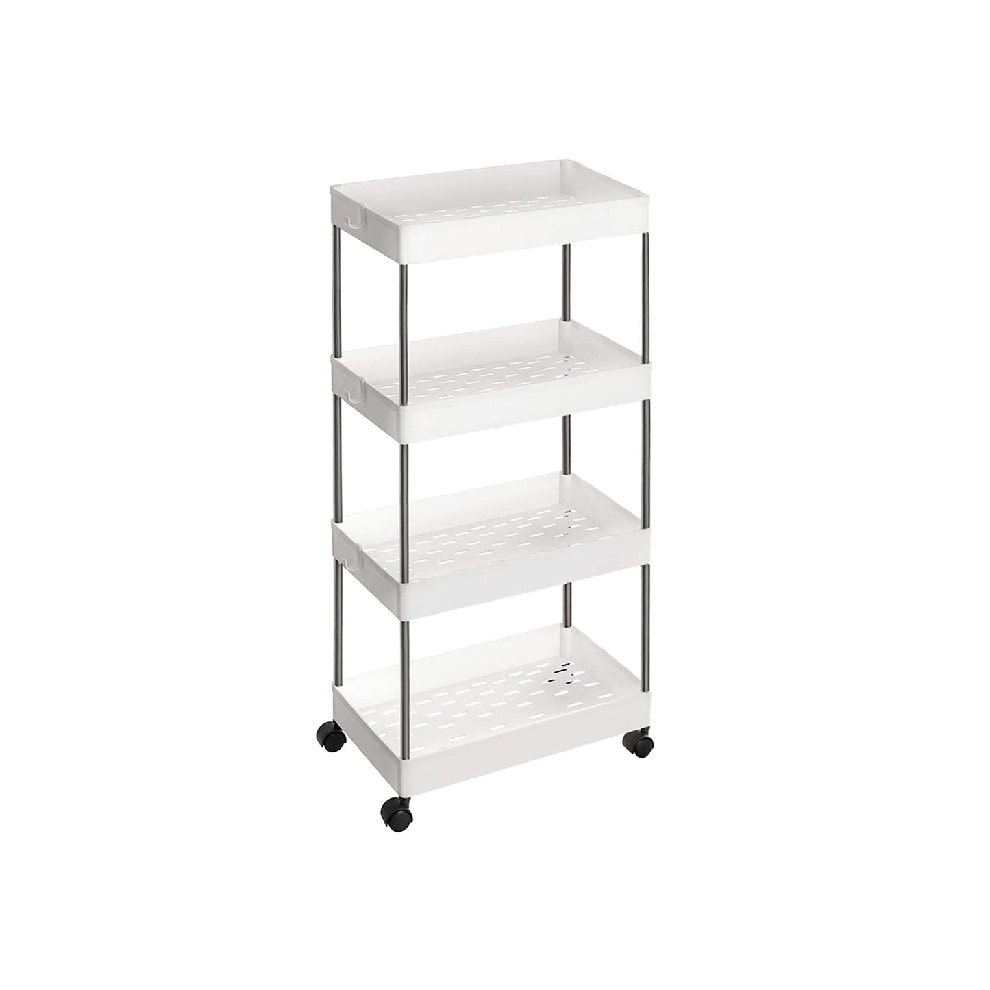 Chariot Roulant, Chariot de Cuisine à 4 Niveaux, Étagère de Cuisine, Étagère de Niche sur Roulettes, Blanc, SONGMICS, 6