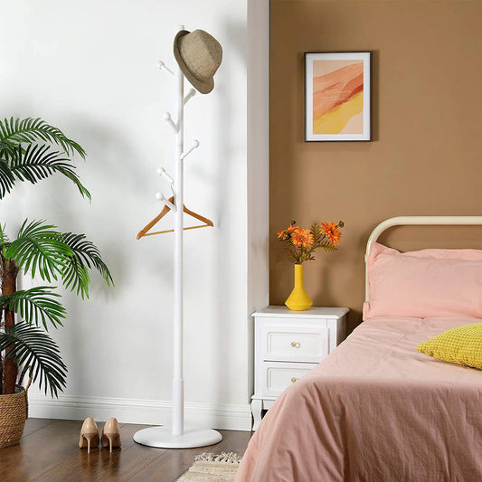 Portemanteau, Portant à vêtements avec 7 Crochets arrondis, Support sur Pieds en Forme d’Arbre, Blanc, VASAGLE, 1