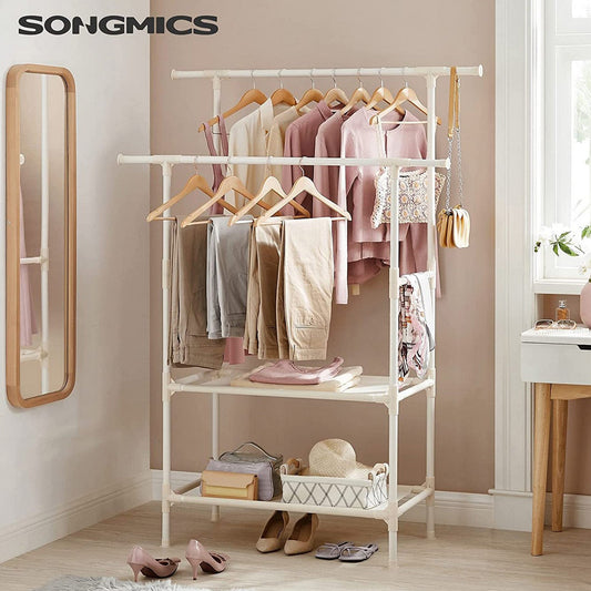 Portant à vêtements Double Barre, Portemanteau, Penderie, avec étagère de Rangement à 2 Niveaux, Charge 70 kg, SONGMICS, 1