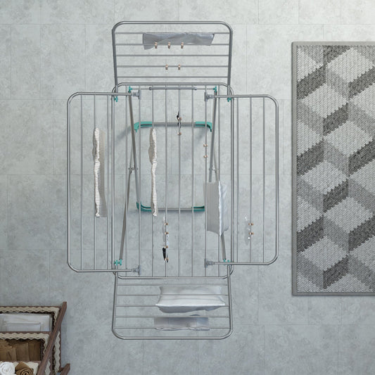 Étendoir a linge intérieur a ailes et pliable 30m, Antirouille, Fabriqué en Italie