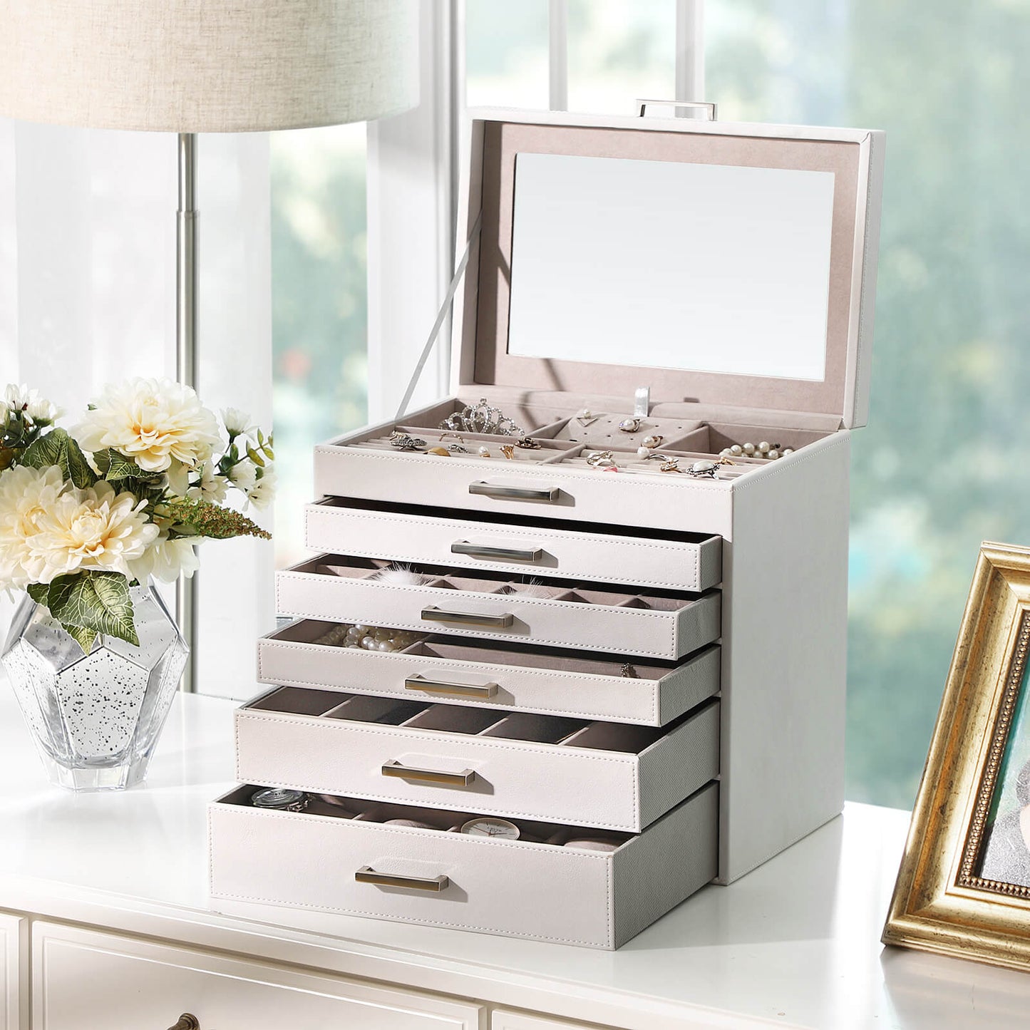 Boîte à Bijoux, Grande Coffret à Bijoux, porte bijoux, rangement bijoux, coffret a bijoux, coffret bijoux femme, 1