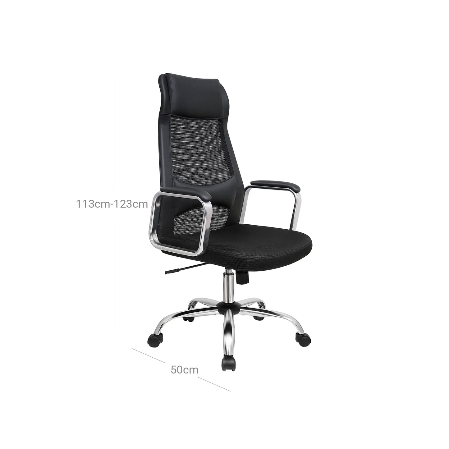 Chaise d'ordinateur ergonomique, H113-123 cm,dossier respirant, avec appui-tête et lombaire, 140 kg, SONGMICS