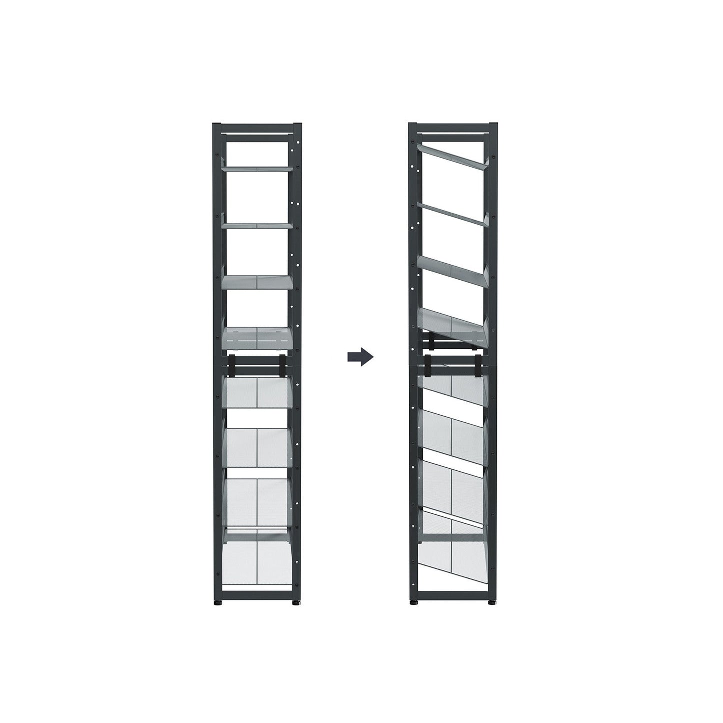 SONGMICS - Étagère à Chaussures de 8 Niveaux, Ensemble de 2 étagères de Chaussures Empilable de 4 Niveaux, Étagère de Rangement en Métal