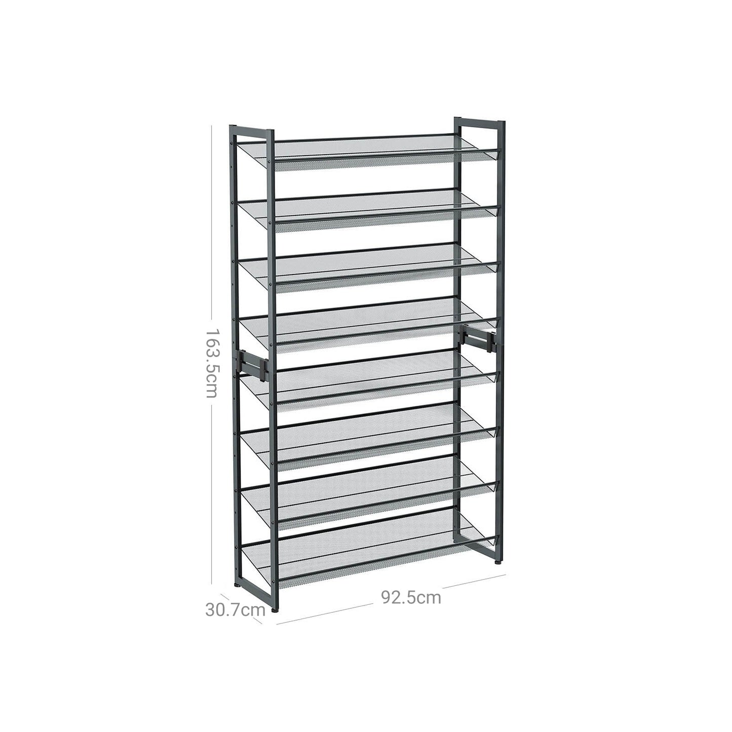 SONGMICS - Étagère à Chaussures de 8 Niveaux, Ensemble de 2 étagères de Chaussures Empilable de 4 Niveaux, Étagère de Rangement en Métal
