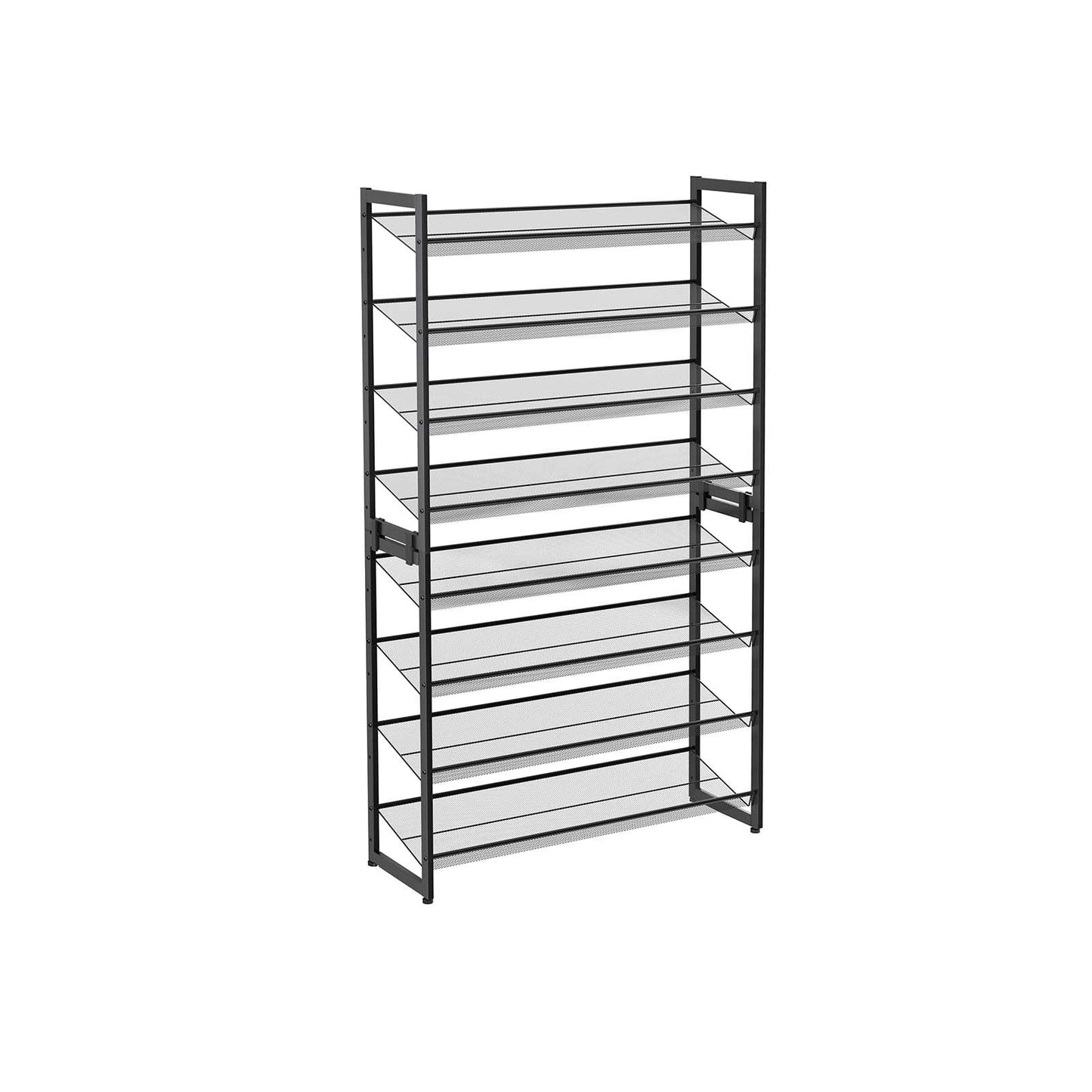 SONGMICS - Étagère à Chaussures de 8 Niveaux, Ensemble de 2 étagères de chaussures Empilable de 4 Niveaux, Étagère de Rangement en Métal,Noir