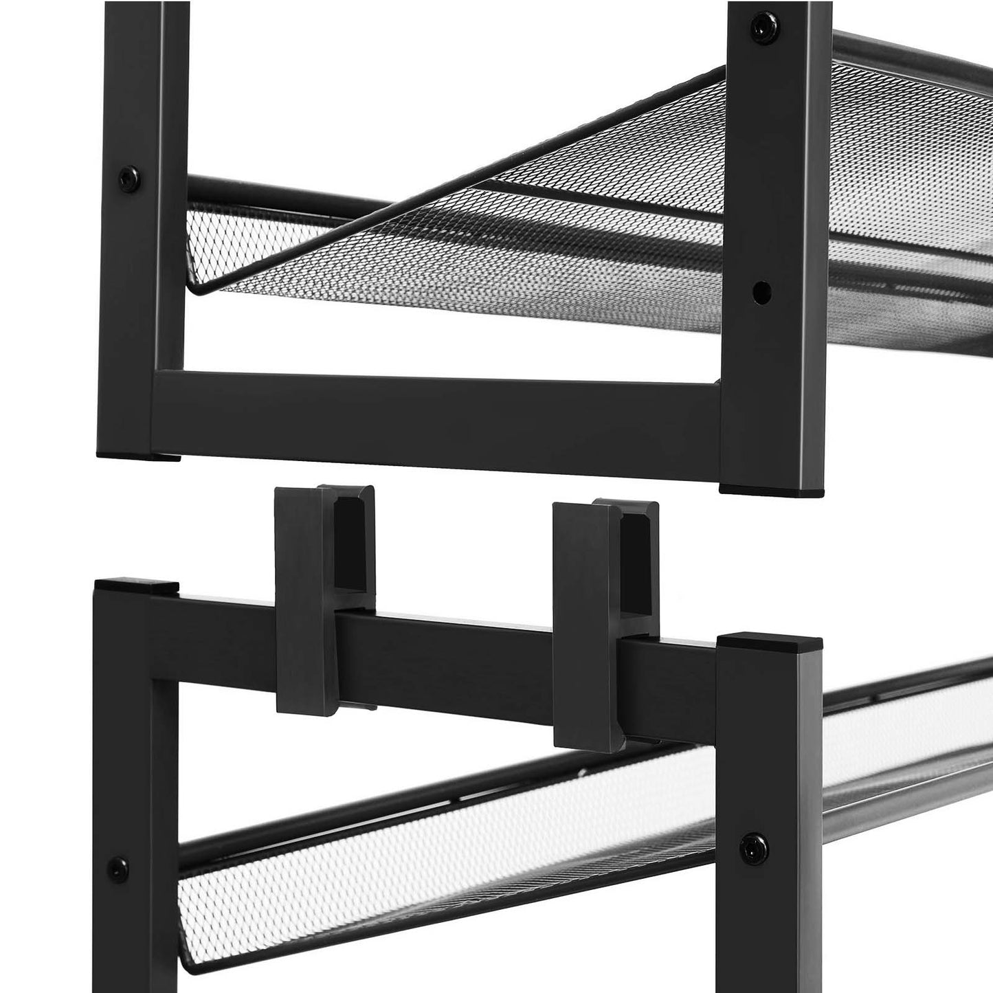 SONGMICS - Étagère à Chaussures de 8 Niveaux, Ensemble de 2 étagères de chaussures Empilable de 4 Niveaux, Étagère de Rangement en Métal,Noir