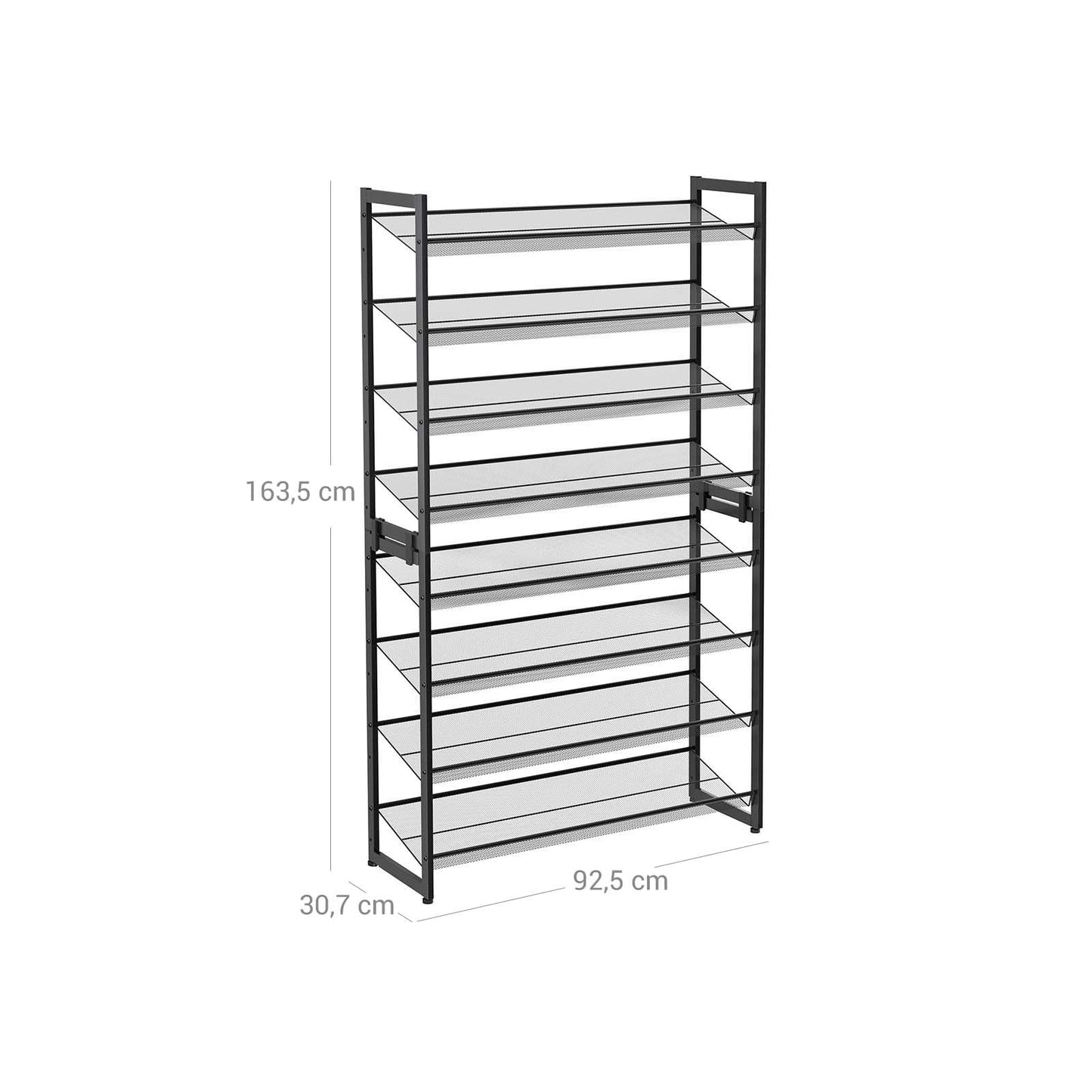 SONGMICS - Étagère à Chaussures de 8 Niveaux, Ensemble de 2 étagères de chaussures Empilable de 4 Niveaux, Étagère de Rangement en Métal,Noir
