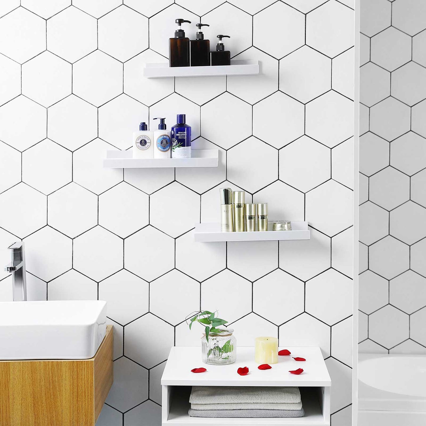 Lot de 3 Etagères, etagere murale, bibliothèque meuble, étagère rangement, etagere murale cuisine, Étagères murales, 2