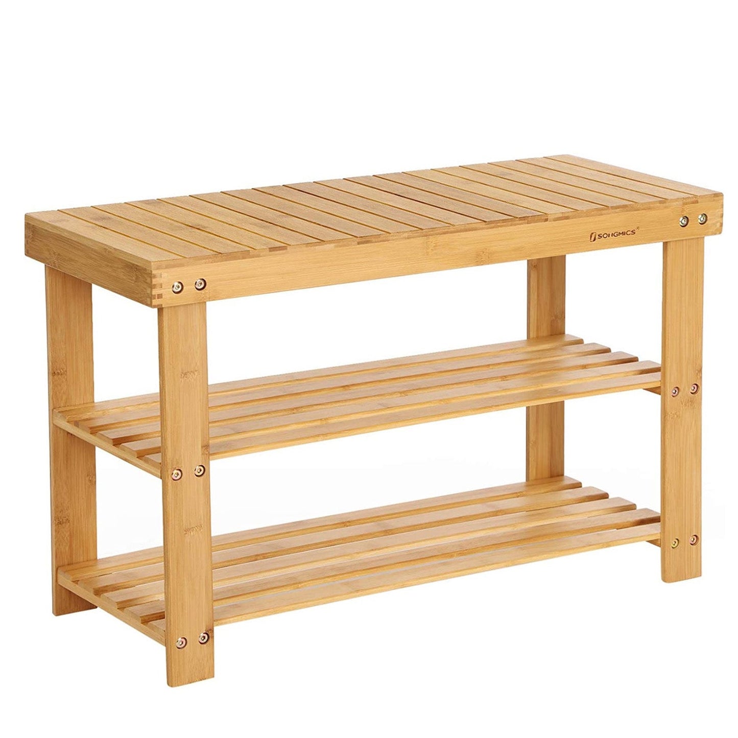 Banc Étagère à Chaussures en Bambou Naturel 3 Niveaux (Charge admissible: 120 kg) Idéal pour l'entrée, SONGMICS, 6